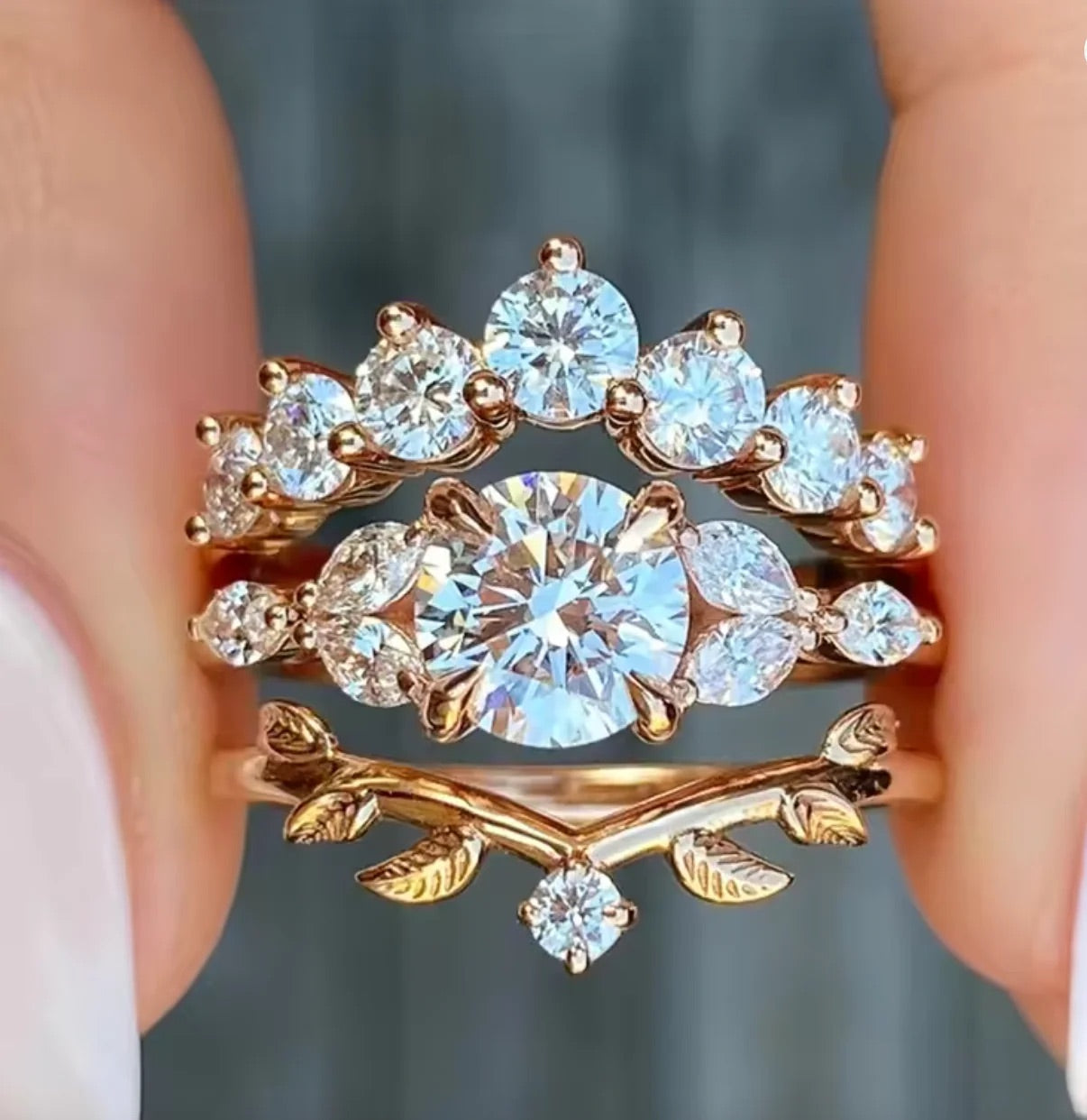 2-teiliges Blatt-Ring-Set